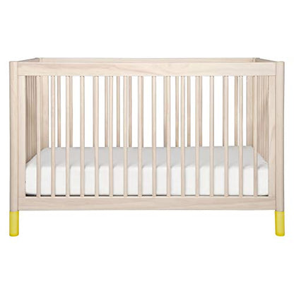 Babyletto Gelato 4-in-1 Convertible Crib with Toddler Bed Conversion in Washed Natural and White, Greenguard Gold Certified - WoodArtSupply