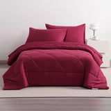 NTBAY Twin Comforter Set with Sheets, 5 Pieces Soft and Breathable Twin Bedding Set, Twin Bed in a Bag, Down Alternative Comforter Set Solid Color All Season, Kids Bedding Set, Wine Red NTBAY