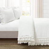 Lush Decor Ella Ruffle Lace 100% Cotton Duvet Cover, 3 Piece Set, Full/Queen, White - Cute Comforter - Queen Bedding Set - White Bedding Full Size - Coquette Decor - Neutral Lace Trim - Ruffle Trim Lush Decor