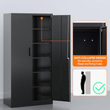 NODHM Metal Storage Cabinets with Lock, 71" Garage Storage Cabinet with 2 Door and 5 Adjustable Shelves, Steel Lockable Tool Cabinets for Home, Office, Gym, Garage NODHM