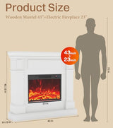 43" Electric Fireplace with Mantel, TV Stand＆Freestanding Fireplace, 23 inch Electric Fireplace Heater with 4 Flame Levels, Remote Control, One Package＆Easy to Set, for Living Room/Bedroom MEIGESI
