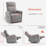 MCombo Power Swivel Glider Recliner Chair, Electric Rocker Recliner Chairs with USB Charging Ports for Living Room and Nursery, Fabric 7763 (Light Grey)