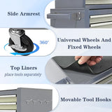 Kirmosal 13-Drawer Tool Chest with Wheels,2 in 1 Detachable Rolling Tool Chests with Drawers,Large Tool Box with Lock,Mobile Steel Tool Cabinet Storage for Warehouse,Garage-Grey&White Kirmosal