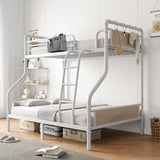 Jocoevol Metal Bunk Bed Twin Over Full, Industrial Bunkbeds Heavy Duty Bed with Safety Guard Rails and Space-Saving Design, Steel Bed for School, Bedroom (White) Jocoevol