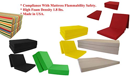 D&D Futon Furniture Queen Black Shikibuton Trifold Foam Beds 80 x 60 x 4, Folding Bed, Ottoman, Bench D&D Futon Furniture