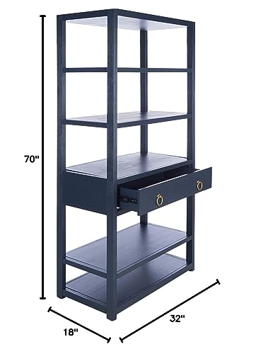 Safavieh Home Collection Johni Navy and Gold 5-Shelf Storage Etagere SAFAVIEH