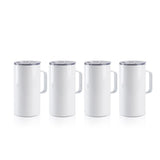 PYD Life 4 PCS Sublimation Blank Tumbler 20 OZ White Mugs with Handle,Stainless Steel Coffee Travel Mug with Sliding Lid for Cricut Mug Press Machine PYD Life