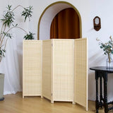 Pawlabay 4 Panel Short Panel Divider Screen,3.95 FT Tall Bamboo Room Divider Folding Privacy Screen,Short Panel Divider Freestanding Room Divider for Room Seperation,Beige PawlaBay