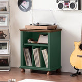 Joaxswe Record Player Stand with Vinyl Record Storage, 24" Wide Mid-Century Record Player Table Up to 200 Albums,Large Wood Turntable Stand Cabinet Dispaly Shelf for Living Room,Bedroom,Green Joaxswe