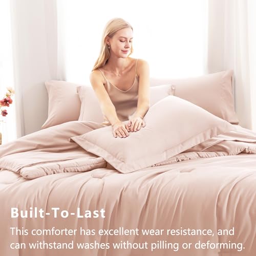 CozyLux Full Size Comforter Sets Blush Pink, 7 Pieces Bed in a Bag Full Comforter Set with Sheets, Luxury Bedding Set with Down Alternative Comforter, Fitted Sheet, Flat Sheet, Pillowcases & Shams CozyLux