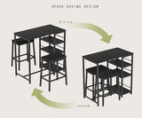 YHUBHSIS 3-Piece Dining Table and Chairs Set, 2-Person Kitchen Table and Chairs Set,with 3 Large Storage Shelves, for Kitchen Breakfast Table, Living Room, Bar, Small Space, Apartment (Black) YHUBHSIS