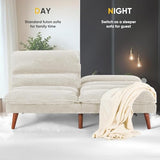 Flamaker Convertible Futon Sofa Bed Futon Couch with Adjustable Back Upholstered Sleeper Sofa Bed for Living Room Furniture (Corduroy, White) Flamaker