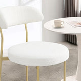 SoarTalent 3-Pieces 31.5" Round Dining Table Set for 2, White Dining Table & Boucle Upholstered Dining Chairs Set of 2 for Kitchen Dining Room Apartment Small Space(White-Gold Leg Chair) SoarTalent
