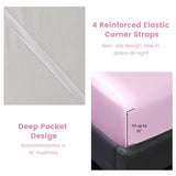 Revdomfly 3 Pcs Twin Size Luxury Silky Soft Pink Satin Sheet Set,1 Premium Moisture Wicking Fitted Sheet Fits Up to 16 Inches Deep Pocket + 1 Flat Sheet + 1 Pillowcases（Pink, Twin） Revdomfly