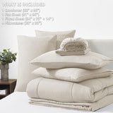CozyLux Full Size Comforter Sets Beige, 7 Pieces Bed in a Bag, Beige Comforter Full Size, All Season Bedding Sets with Stitch Quilted Comforter, Flat Sheet, Fitted Sheet, Pillowcases CozyLux
