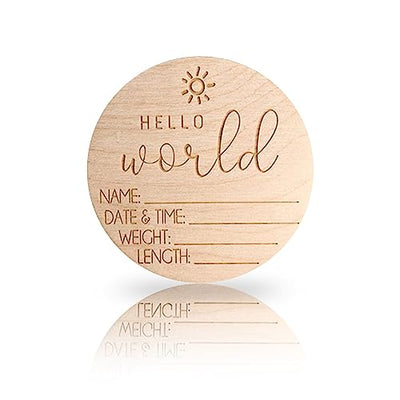 Baby Announcement Sign | Birth Announcement Sign | Hello World Newborn Sign | Perfect Photo Prop - Hospital & Home | Keepsake Baby Name Sign |