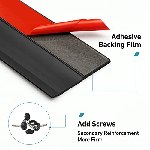 FCSOTSPS Garage Door Seal Top and Sides, 34.4FT Soft and Hard Composite Rubber Black Garage Door Weather Stripping Replacement, Universal Weatherproofing Garage Door Side Seal Strip FCSOTSPS