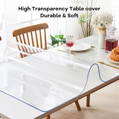 Clear Plastic Dining Table Protector Tablecloth Desk Blotter Pad Mat Wooden Furniture Coffee Glass End Side Console Corner Bar Table Top Protection Countertop Cover Waterproof PVC Vinyl 20x36 Inch SPLENDEFUL