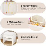 ANWBROAD Makeup Vanity Desk with Mirror and Lights 3 Colors Large Vanity Table with 7 Drawers & RGB Lights White Makeup Table with Charging Station 6 Storage Shelves Stool for Bedroom Women UBDT96W ANWBROAD