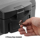 SentrySafe Fireproof and Waterproof Safe, Black Portable Lock Box with Key Lock and Carrying Handle for Money, Passport, Exterior: 14.3 in W x 13 in D x 6.1 in H, ‎H0100 SentrySafe