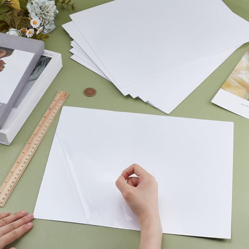 UNICRAFTALE 10 Sheet Self Stick Mounting Board 14.05"x11.02" White Picture Frame Backing Board for Cross Stitch Rectangle Photo Frame Backing for Cardmaking Embroidery Needlework Craft UNICRAFTALE