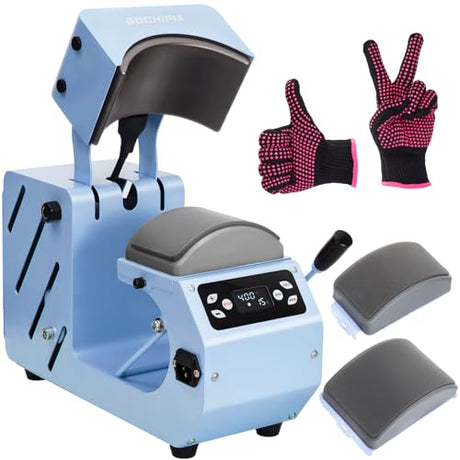 Auto Hat Heat Press Machine, Automatic Open/Release, 4 Memory Modes, Precise Temp/Timer Control, 6.54"x3.84"Curved Heat Plate, Hat Stretcher, for Caps, Sublimation, Vinyl, Heat Transfer GOCHIFIX