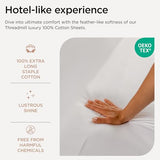 Threadmill Luxury 800 Thread Count 100% Cotton Sheets - Sateen Weave Twin XL Bed-Sheets, Better Than Egyptian Cotton,3 Pc Solid Bedding Set (Hotel White), Fits 15" Deep Pocket Threadmill