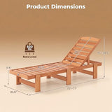 COSTWAY Solid Wood Chaise Lounge, Outdoor Lounge Chair with 5-Position Adjustable Backrest, Wooden Patio Lounger for Sunbathing, Yard, Teak Oil Finished (1)