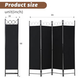 FDW 4 Panel Room Divider and Folding Portable Partition Screen, 6FT Wall Divider Screen for Dorm Bedroom Office, Coal Black FDW