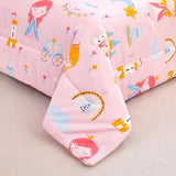WINLIFE Pink Princess Comforter Set Queen Size for Girls 3 Pieces Soft Microfiber Cute Floral Fairytale Castle Pink and Blue Bedding Sets WINLIFE