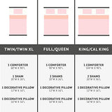 Intelligent Design Raina King/Cal King Comforter Set, Soft Microfiber, Modern Geometric Metallic Bed Set, 5 Pieces College Bedding with 2 Shams, 2 Toss Pillows Blush/Gold Intelligent Design