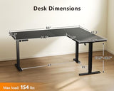 Casaottima 63 Inch Reversible L Shaped Electric Standing Desk, Ergonomic Height Adjustable Desk, Large Lift Corner Stand up Table for Workstation, Home Office, Reception Room, Black Casaottima