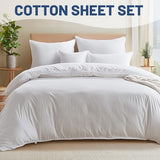 MEISHANG Extra Deep Pocket King Sheets - 600 Thread Count Sheets - Fits 18"-24" in Deep Mattress,100% Egyptian Cotton,Sateen Weave, Soft & Breathable - 4 Piece (King, White) MEISHANG