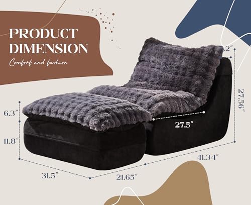 Hobestluk Sofa Couch Foam Sofa for Small Spaces Comfy Sofas with footrest Couch Recliner Small Sofas for Living Room, Bedroom, Apartment (Dark Grey)