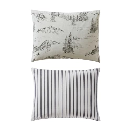 Eddie Bauer - Full/Queen Duvet Cover Set, Super Soft Bedding with Matching Sham(s), Bedding Set, Oeko-Tex Certified (Rocky Mountain Cabin Grey, Full/Queen) Eddie Bauer