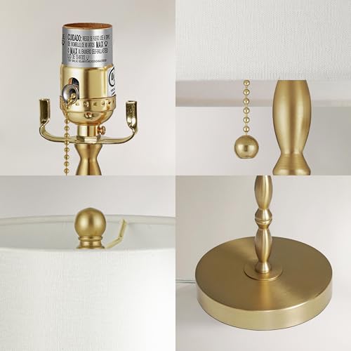 BRASSLISM Buffet Lamps Set of 2, 28.5" Tall Brass Finish Lamps for Entryway, Hallway, Console Table, Dining Sideboard or Living Room, UL Certified with Pull Chain, Linen Shade, Urban Luxury Style BRASSLISM