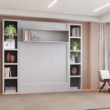 Oakland Living Easy-Lift Full Murphy Wall Bed in White with Two Bookshelves Oakland Living