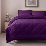 ELNIDO QUEEN® Purple Comforter Set Queen - 7 Pieces Bed in a Bag Queen Size, Bed Set for All Seasons, Ultra Soft Bedding Sets with Comforter, Flat Sheet, Fitted Sheet, Pillowcases and Pillow Shams ELNIDO QUEEN