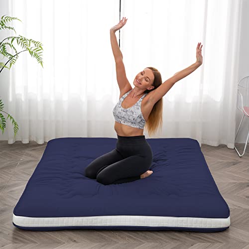Dr.Futon Japanese Floor Futon Mattress Extra Thick Folding Roll Up Bed Topper Mat for Guest,Lounger and Tavel Dr.Futon