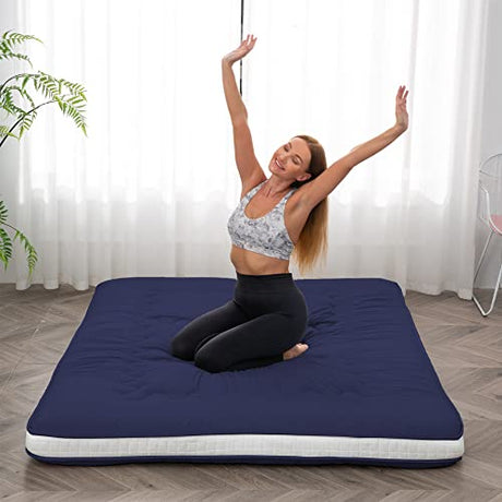 Dr.Futon Japanese Floor Futon Mattress Extra Thick Folding Roll Up Bed Topper Mat for Guest,Lounger and Tavel Dr.Futon