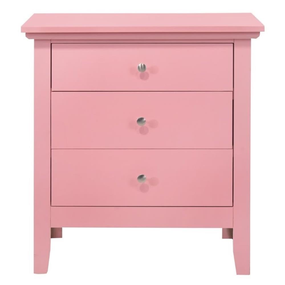 Glory Furniture Hammond 3 Drawer Nightstand in Pink Glory Furniture