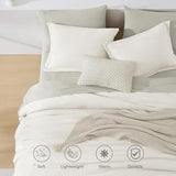 WRENSONGE Queen Comforter Set - 7 Pieces White Soft Bed in a Bag Queen with Fitted Sheet, Flat Sheet, 2 Pillow Shams, and 2 Pillowcases- Warm Bedding Sets for All Season WRENSONGE