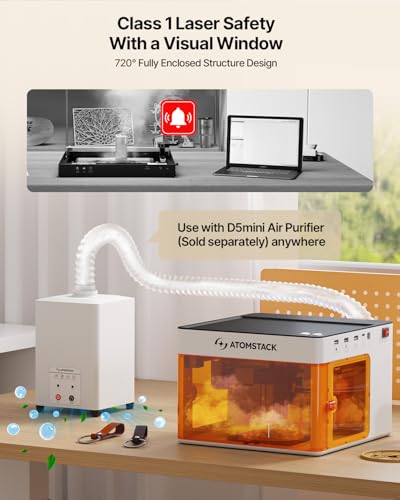 ATOMSTACK P1 Dual Laser Engraver, 5W Diode, 1.2W Infrared Laser, Laser Cutter, Enclosed Laser Engraving Machine, Beginners, Hobbyists, Stainless Steel, Black Acrylic, Unibody Laser, 2-in-1 Laser ATOMSTACK