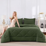 CozyLux Queen Comforter Set Olive Green - Bed in a Bag Queen Size 7 Pieces, Luxury Soft Bed Set for All Seasons, Bedding Set with Down Alternative Comforter, Sheets, Pillowcases & Shams CozyLux
