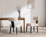 DAYALANE Wooden Dining Table Set of 4, Farmhouse Rectangular Dining Room Table with 4 Upholstered Beige Dining Room Chairs, Black Frame, Modern Black Kitchen Table and Linen Chairs Set for Home DAYALANE