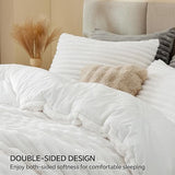 BEDELITE Fleece King Comforter Set -Super Soft & Warm Fluffy Bright White Bedding, Luxury Fuzzy Heavy Bed Set for Winter with 2 Pillow Cases BEDELITE