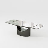 POVISON Dining Table, Extendable Dining Room Table for 6 to 10, 93.7" Hobart Modern Dining Table， White Rectangular Glossy Sintered Stone Tabletop for Dining Room, Gray Carbon Steel Leg(Table Only) POVISON