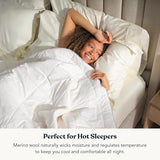 Delara Organic Merino Wool Duvet Insert - GOTS, Oeko-TEX & Woolmark Certified, 400TC Organic Cotton Shell, 200 GSM All-Season Warmth, Baffle Box Construction, Machine Washable - King Delara