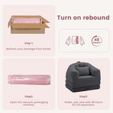 Korser Folding Sofa Bed, Convertible Sleeper Chair with Armrest, Floor Futon Couch with Pillow, Sleeper Single Chair for Adults, Couches for Living Room, Small Couches for Small Spaces,Grey Korser