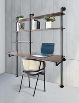 OLDRAINBOW Industrial Pipe Computer Desk with Shelves,Wall Mounted Laptop Desks for Small Spaces,59 inch Bookshelf Narrow Writing Desk with Floating Shelves OLDRAINBOW